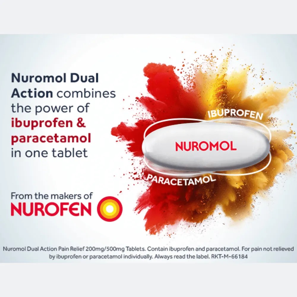 Nuromol Dual Action Paracetamol 500mg & Ibuprofen 200mg - 12/24 Tablets - Image 2