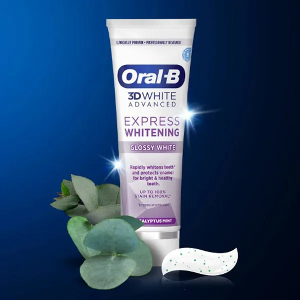 Oral-B 3D White Express Whitening Glossy White Toothpaste - 75ml - Image 2