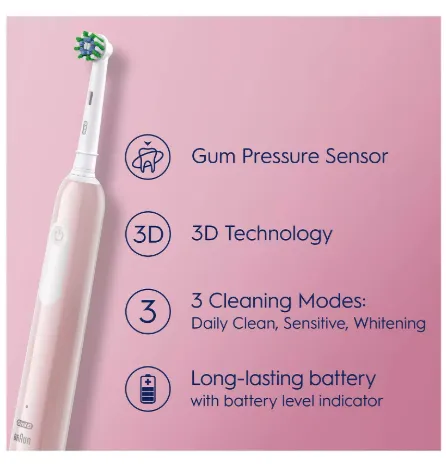 Oral-B Pro Series 1 Pink Electric Brush + Travel Case - Image 3
