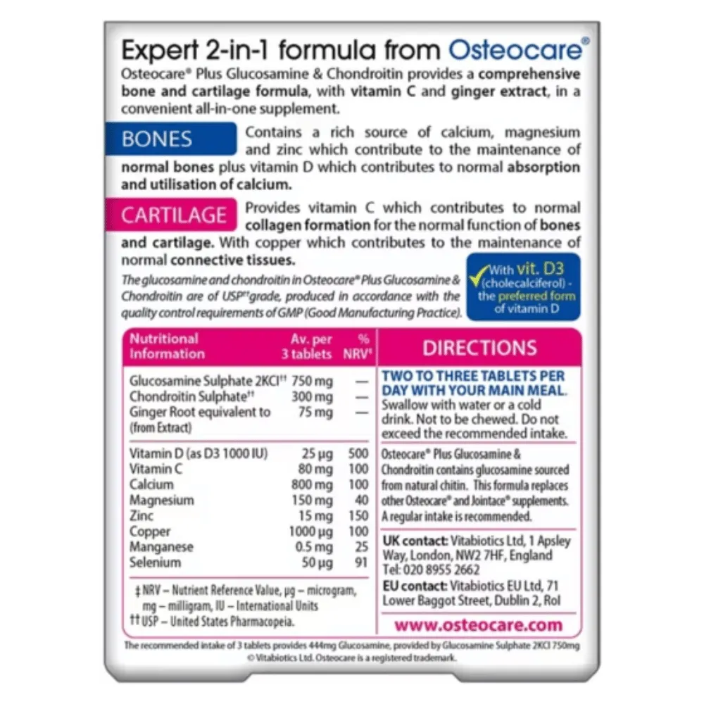 Osteocare Plus Glucosamine And Chondroitin - 56 Pack - Image 2