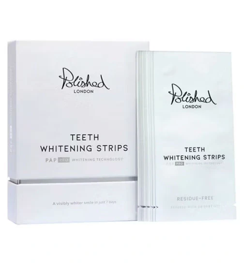 Polished London 5pc Gift SetTeeth Whitening Powder,14 Day Whitening Strips, Teeth Whitening Pen, 75ml Prebiotic Whitening Toothpaste, Wheat Straw Toothbrush