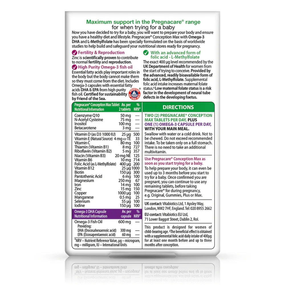 Vitabiotics Pregnacare Conception Max- 84 Pack - Image 2