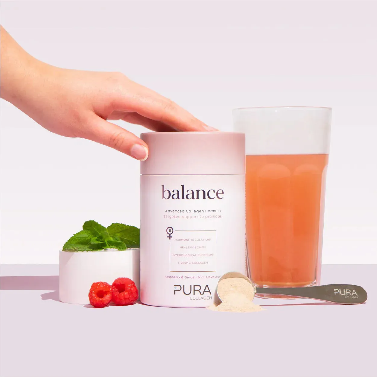 Pura Collagen Balance 224G (V5) - Raspberry & Mint - Image 4