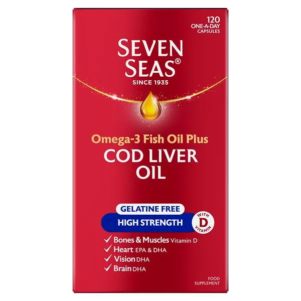 Seven Seas High Strength Cod Liver Oil Gelatine Free - 60/120 Capsules - Image 2