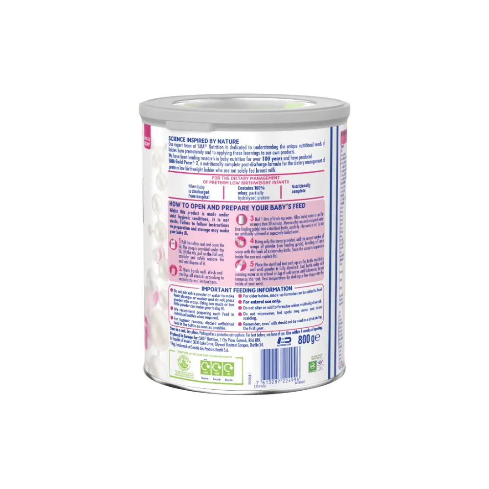 SMA Gold Prem 2 Nutrition Supplement For Premature Babies - 800g - Image 2