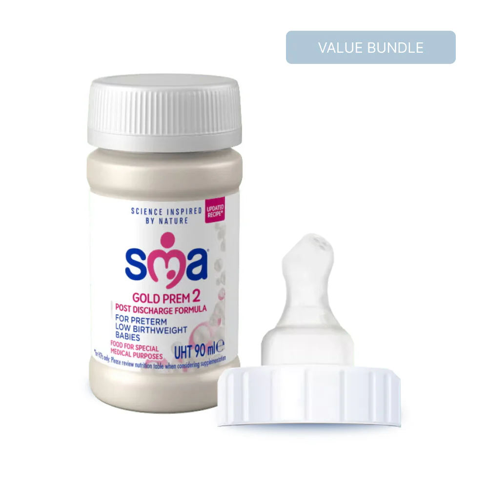 SMA Gold Prem 2 32x90ml + Cow & Gate RTF Preterm Teats (32 Teats)