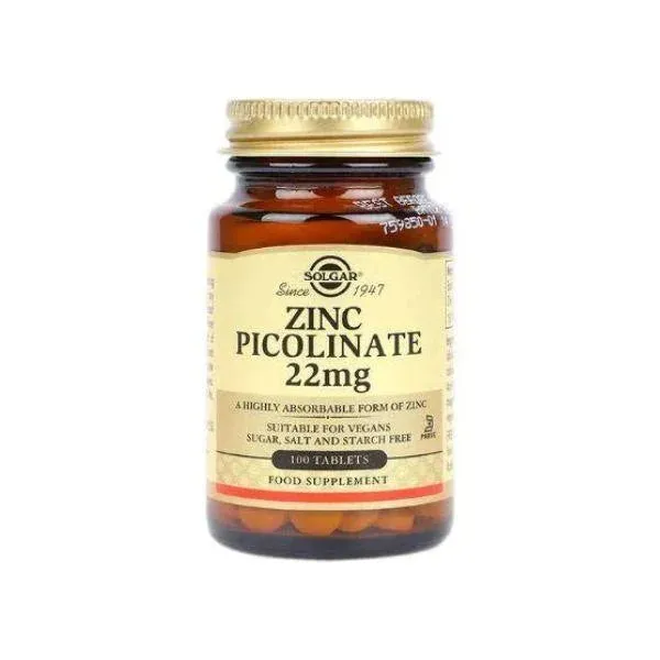 Solgar Zinc Picolinate 22mg - 100 Tabs