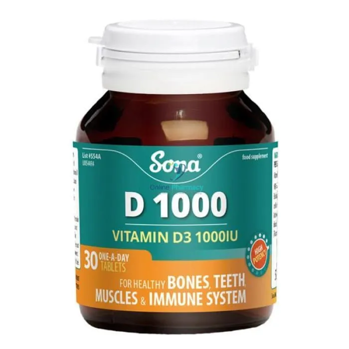 Sona Vitamin D3 1000IU Tablets - 30 / 60 / 120 Pack