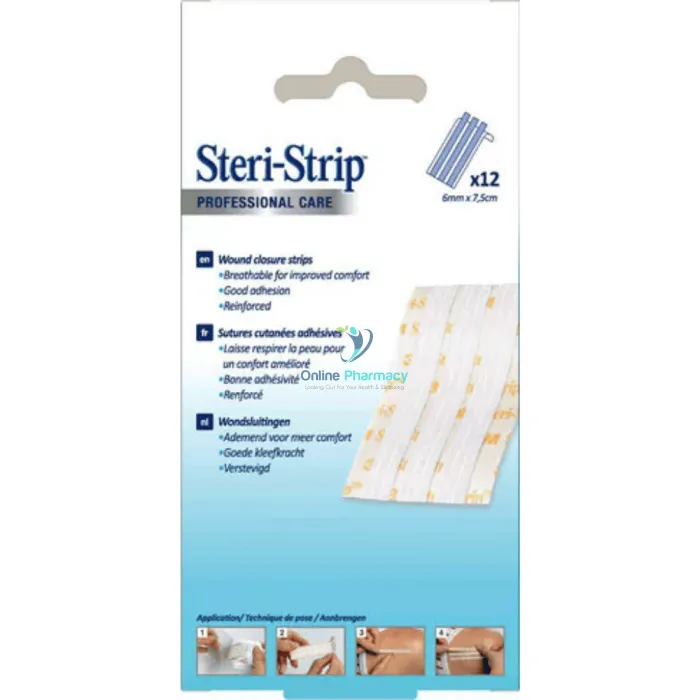 Steri-Strip Wound Closure Strips - 3mm x 7.5cm (12 x 3 strips) - Image 2