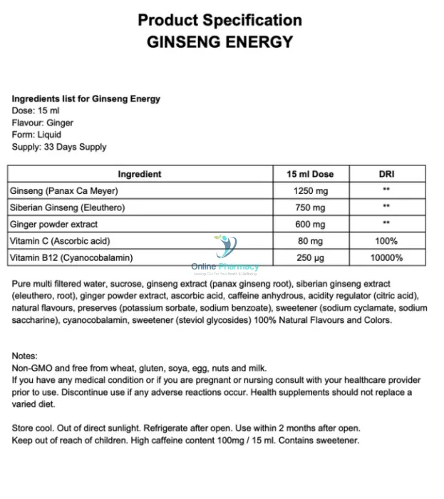 Swedish Nutra Ginseng Energy - 500ml - Image 2