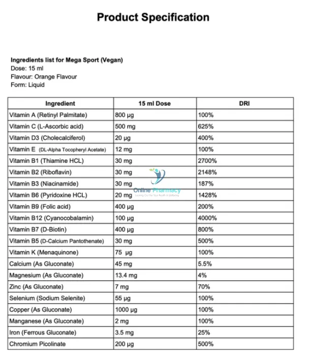 Swedish Nutra Mega Sport Multivitamin - 500ml - Image 2