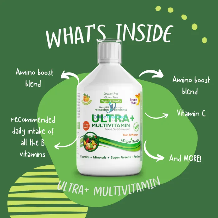 Swedish Nutra Ultra+ Multivitamin Liquid - 500ml - Image 2