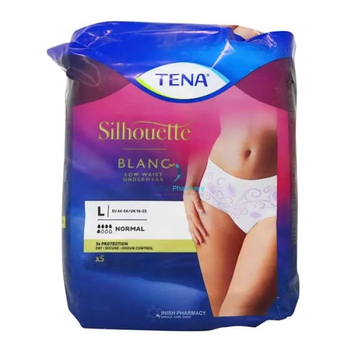 Tena Lady Silhouette Low Waist Blanc Pants Large - 5 Pack