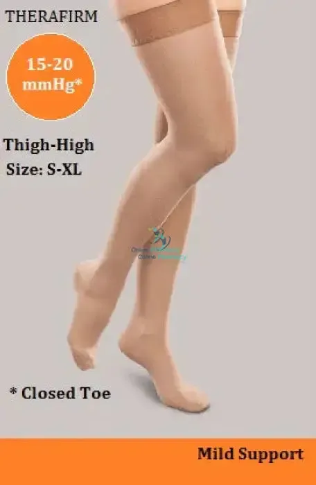 Therafirm Compression Thigh Hosiery Beige Size Medium