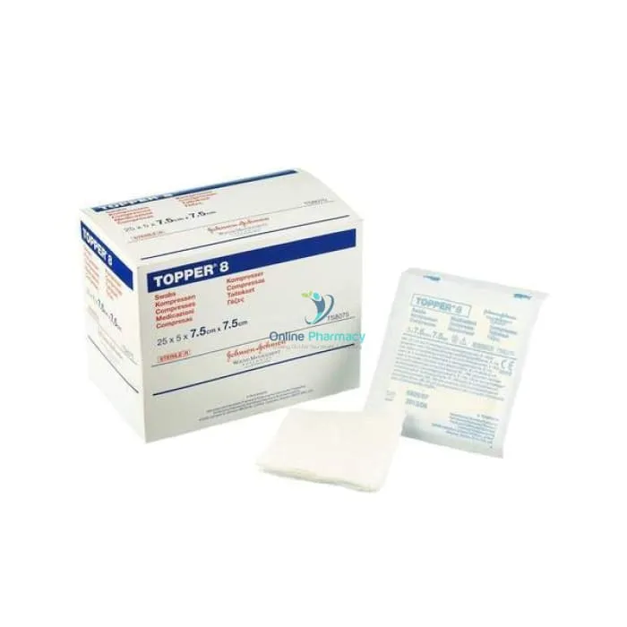 Topper 8 Sterile Swabs 7.5cm x 7.5cm - 5 x 25 swabs