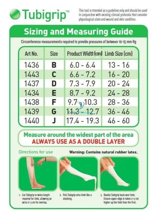 Tubigrip Tubular Bandage Size D (7.3-7.9cm) - 1m or 10m - Image 2