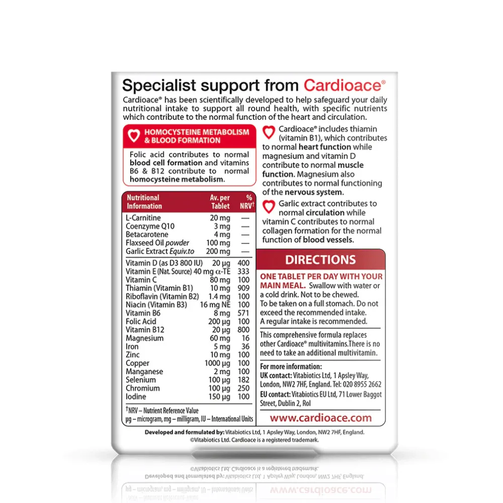 Vitabiotics Cardioace Tablets - 30 Pack - Image 2