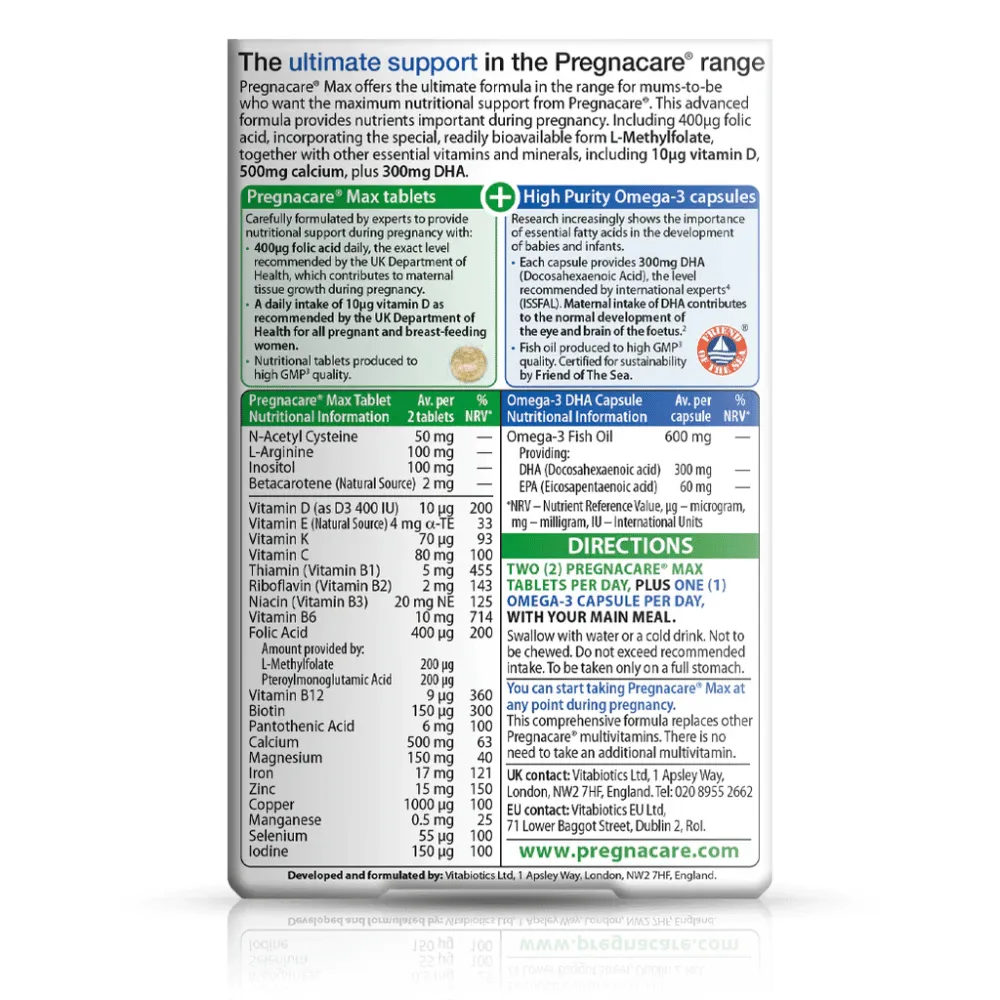 Vitabiotics Pregnacare Max Dual Pack - 84 Tablets/Capsules - Image 2