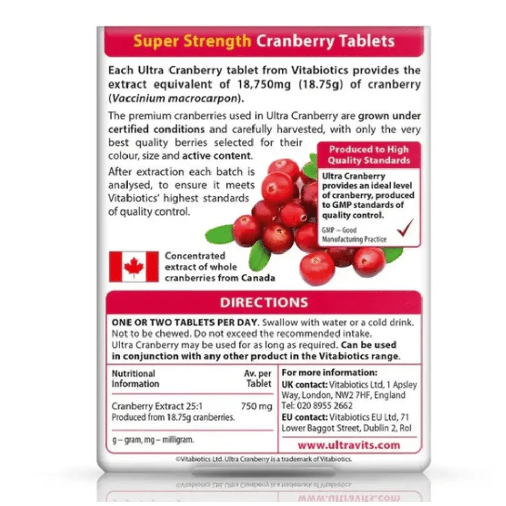Vitabiotics Ultra Cranberry 750mg - 30 Pack - Image 2