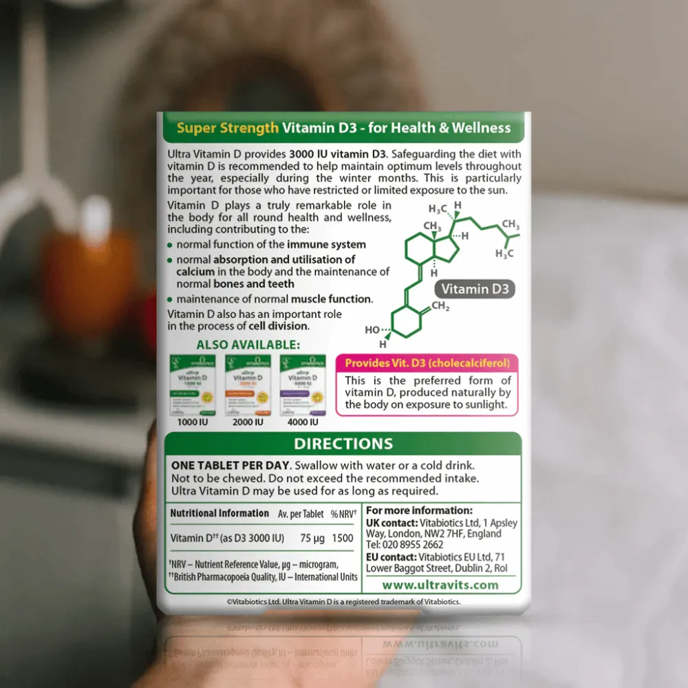 Vitabiotics Ultra D3 3000IU Tablets - 96 Tablets - Image 3