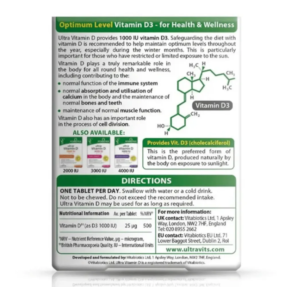 Vitabiotics Ultra D3 1000IU Tablets - 96 Pack - Image 2