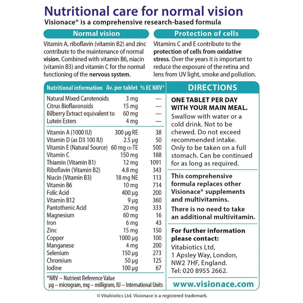 Vitabiotics Visionace Capsules - 30 Capsules - Image 2