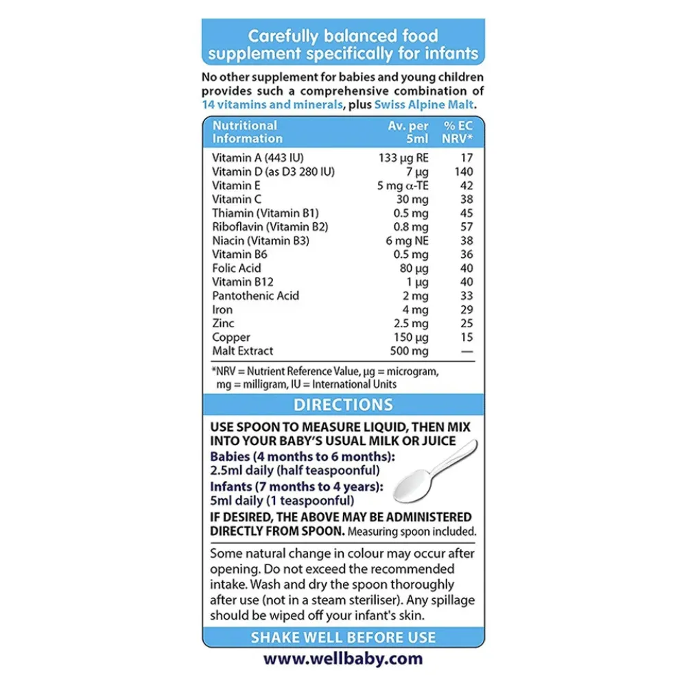 Vitabiotics Wellbaby Multi-Vitamin Liquid - 150ml - Image 2