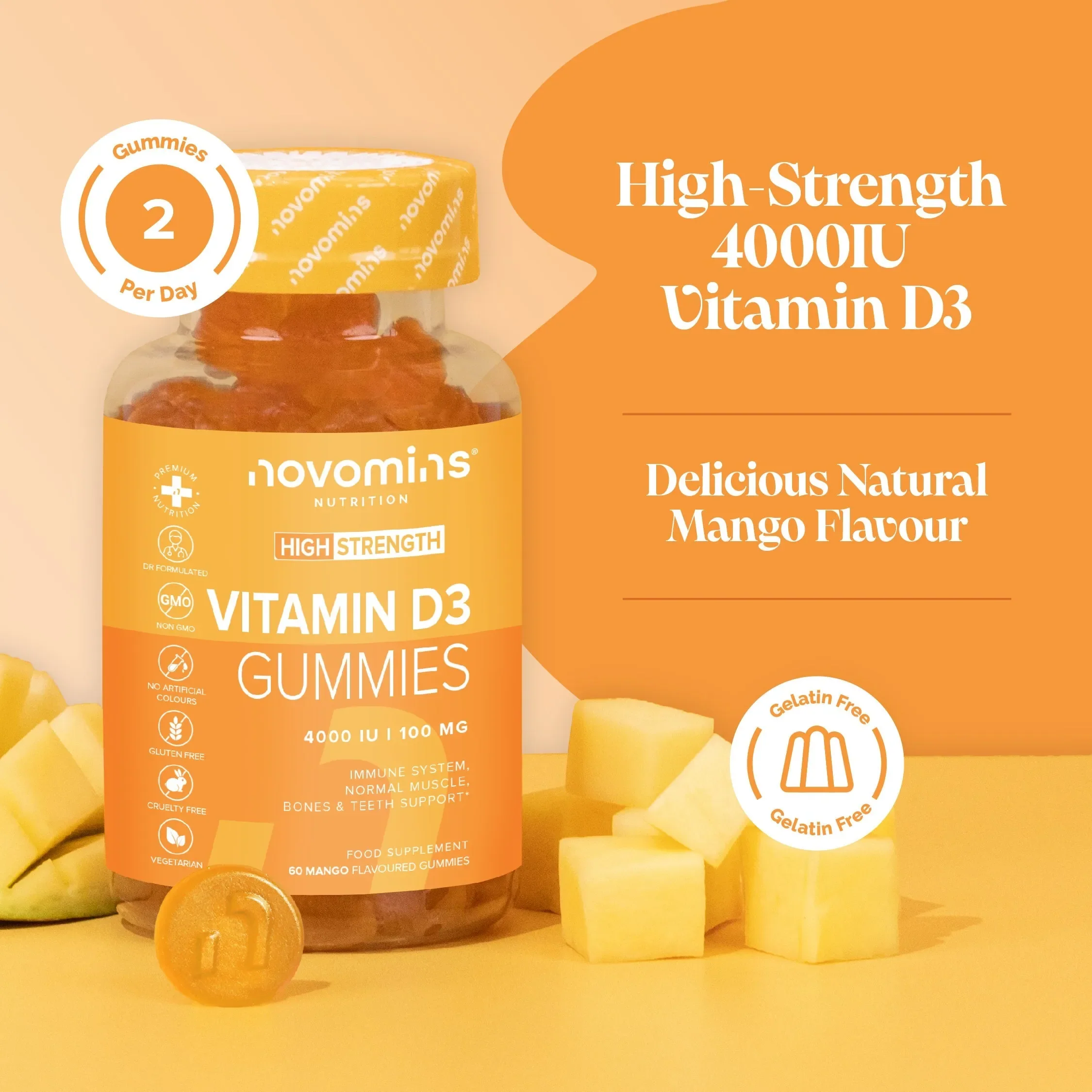 Novomins Vitamin D 3 Gummies - 60 Pack - Image 2