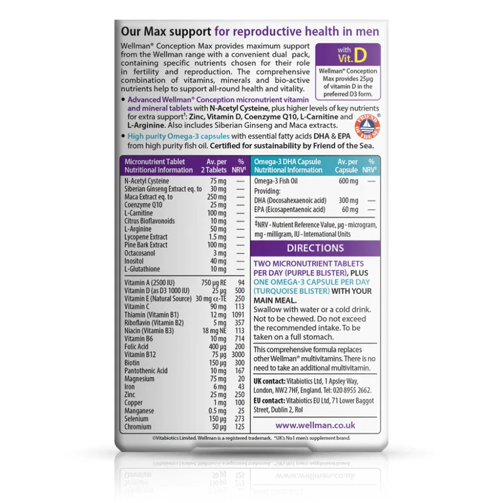 Wellman Conception Max Supplements - 84 caps - Image 2