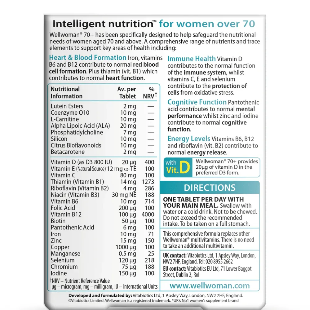 Wellwoman 70+ Multivitamins - 30 Tabs - Image 2